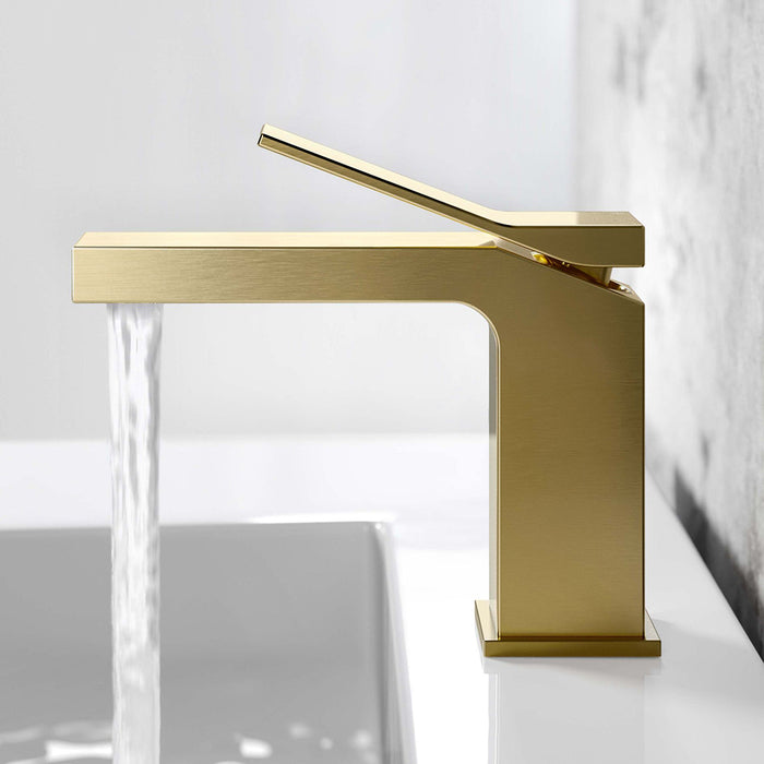 Devon Line Short Bathroom Faucet - Single Hole - 6" Brass/Brushed Nickel