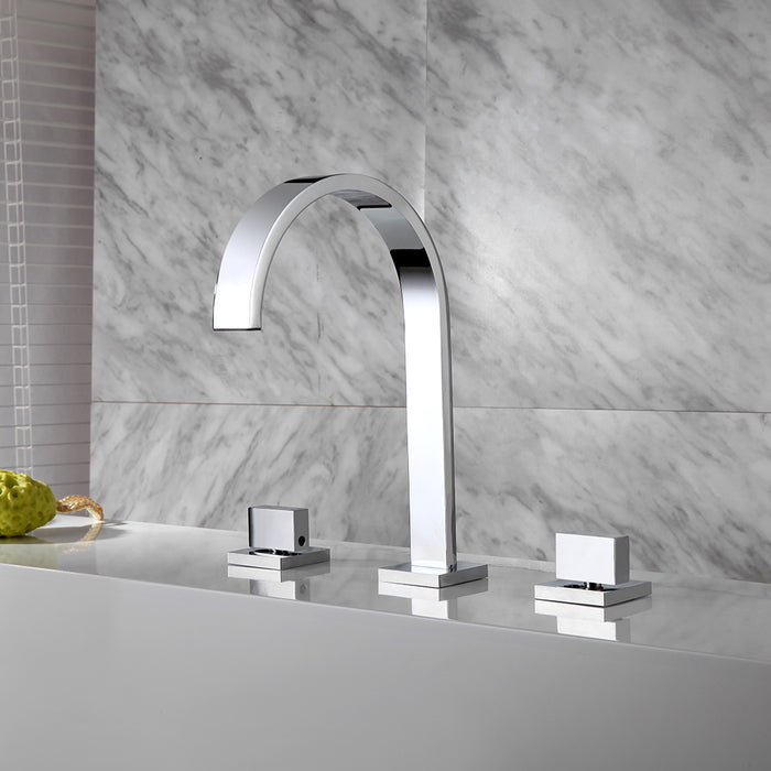Devon Luk 2 Bathroom Faucet - Widespread - 9" Brass/Polished Chrome