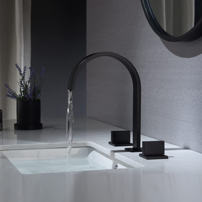 Devon Luk 2 Bathroom Faucet - Widespread - 9" Brass/Matt Black