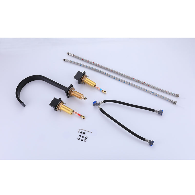 Devon Luk 2 Bathroom Faucet - Widespread - 9" Brass/Matt Black