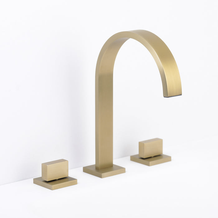 Devon Luk 2 Bathroom Faucet - Widespread - 9" Brass/Satin Brass