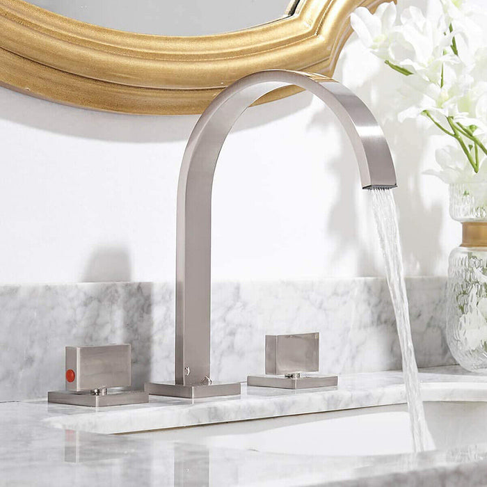 Devon Luk 2 Bathroom Faucet - Widespread - 9" Brass/Brushed Nickel