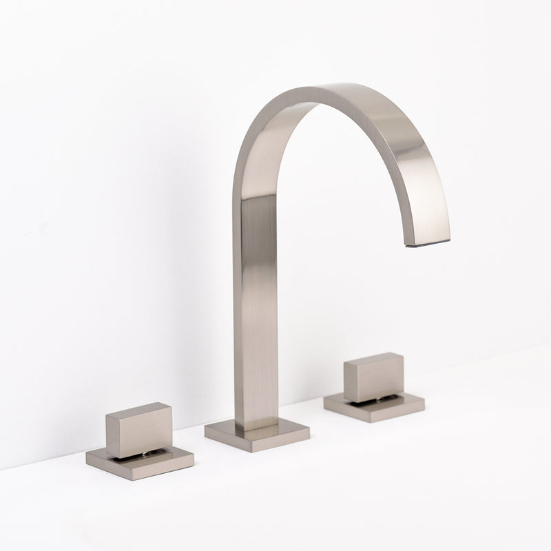 Devon Luk 2 Bathroom Faucet - Widespread - 8" Brass/Brushed Nickel