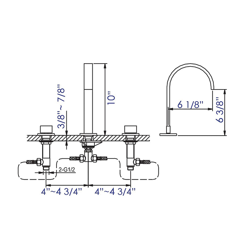 Devon Luk 2 Bathroom Faucet - Widespread - 8" Brass/Brushed Nickel