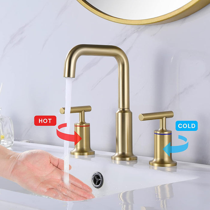 Metro Bathroom Faucet - Widespread - 8" Brass/Satin Brass