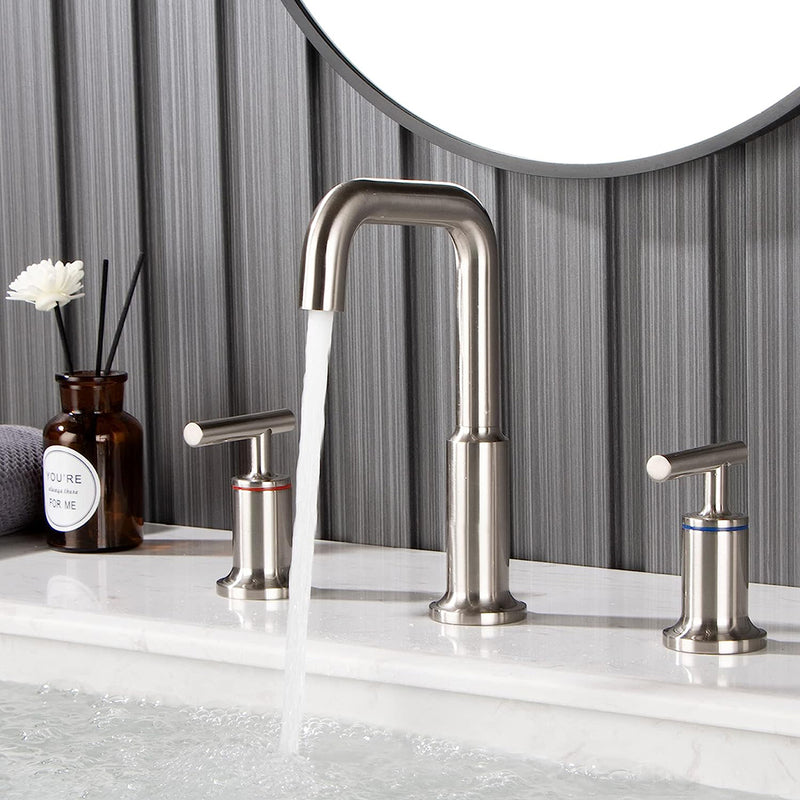 Metro Bathroom Faucet - Widespread - 8" Brass/Brushed Nickel