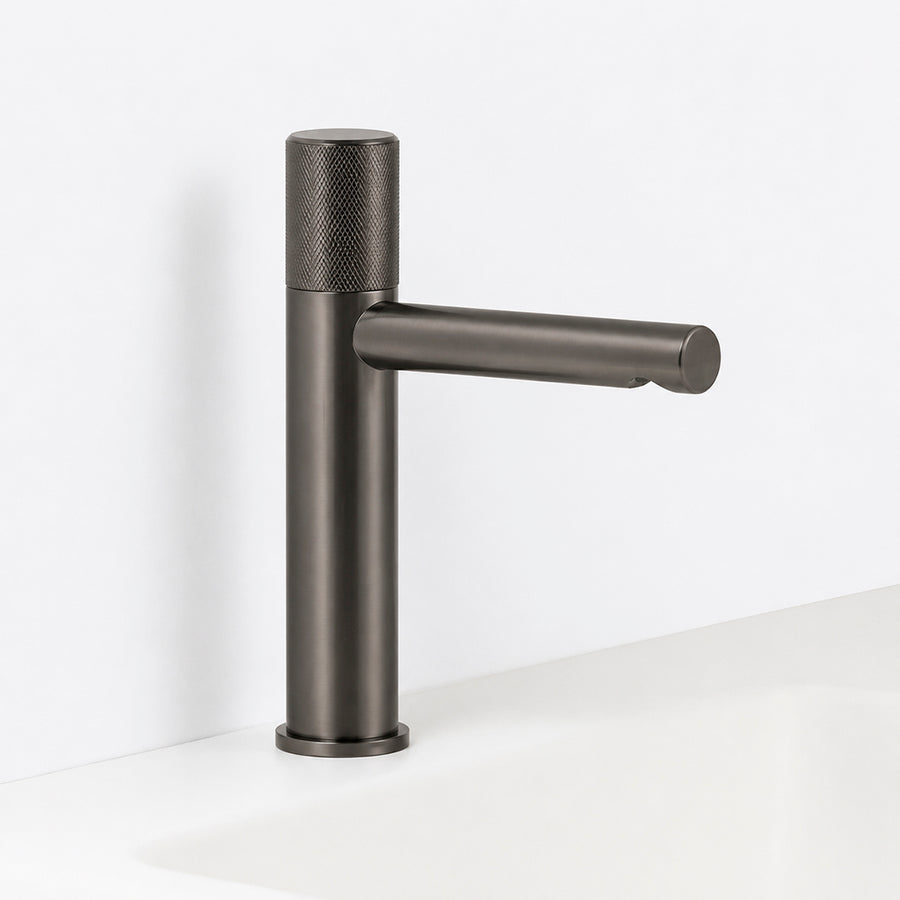 Metro Knurled Bathroom Faucet - Single Hole - 9" Brass/Gun Metal