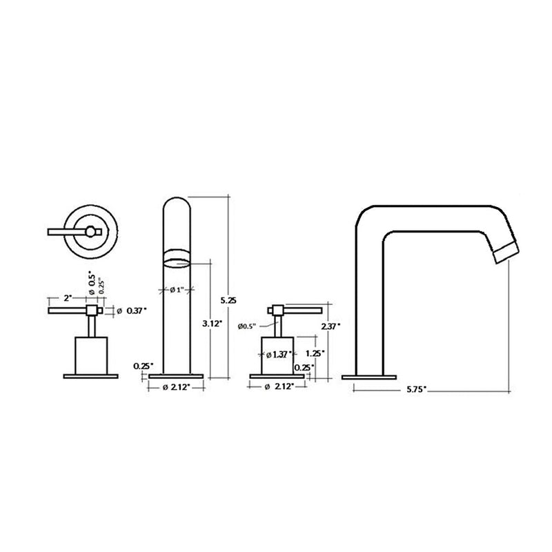 Metro Bathroom Faucet - Widespread - 5" Brass/Gun Metal