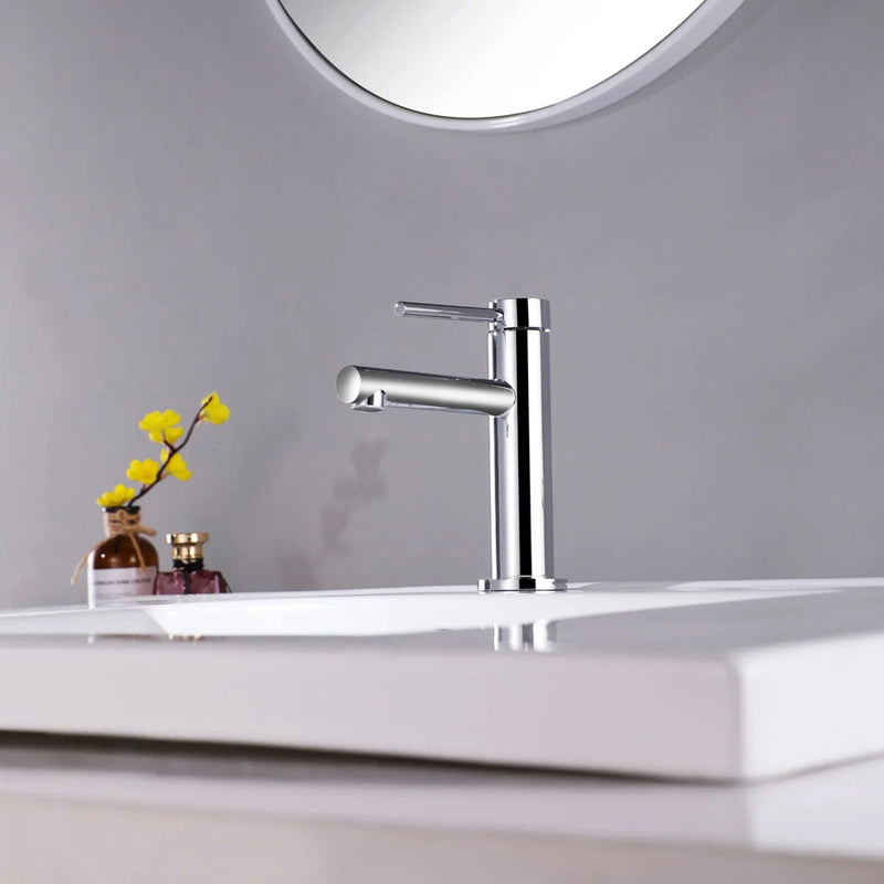 Metro Soho Thin Bathroom Faucet - Single Hole - 7" Brass/Polished Chrome