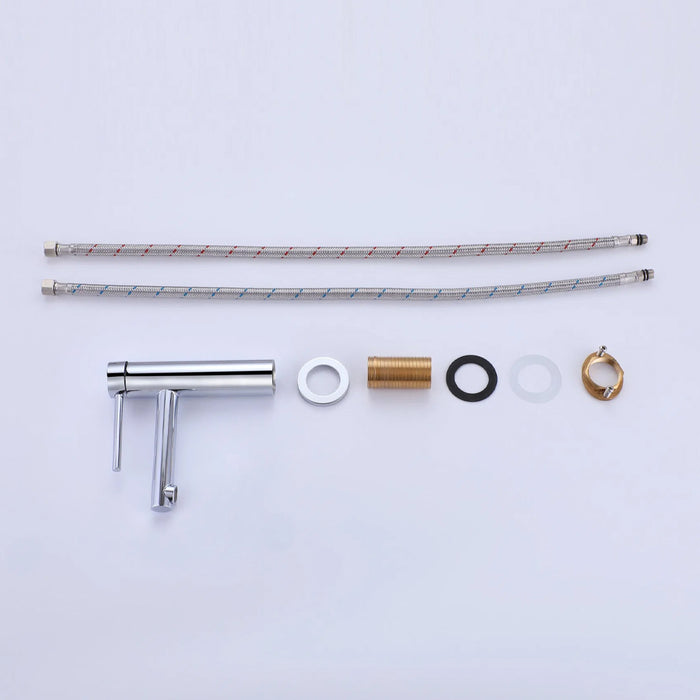 Metro Soho Thin Bathroom Faucet - Single Hole - 7" Brass/Polished Chrome