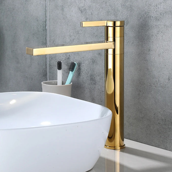 Metro Soho Vessel Bathroom Faucet - Single Hole - 13" Brass/Satin Brass