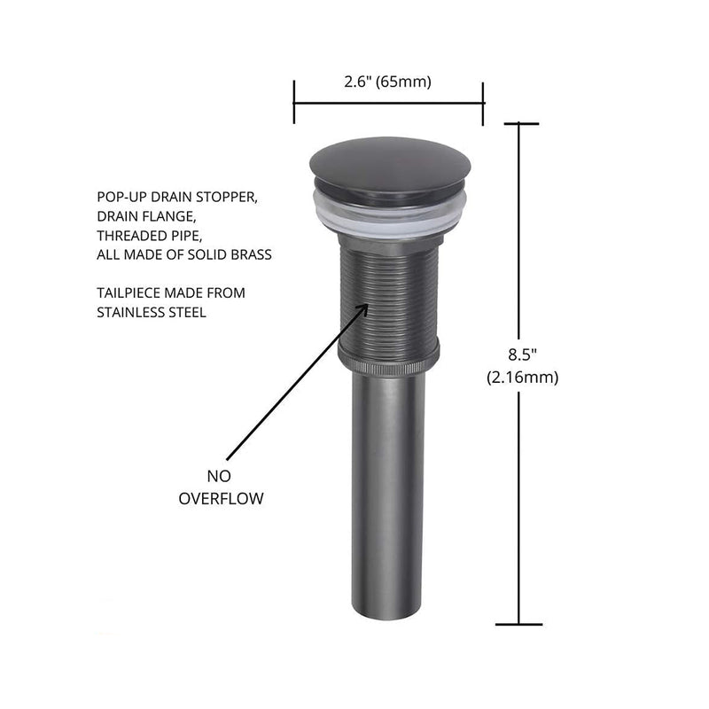 Fancy Vessel Bathroom Sink - Over Mount - 15" Stainless Steel/Gun Black