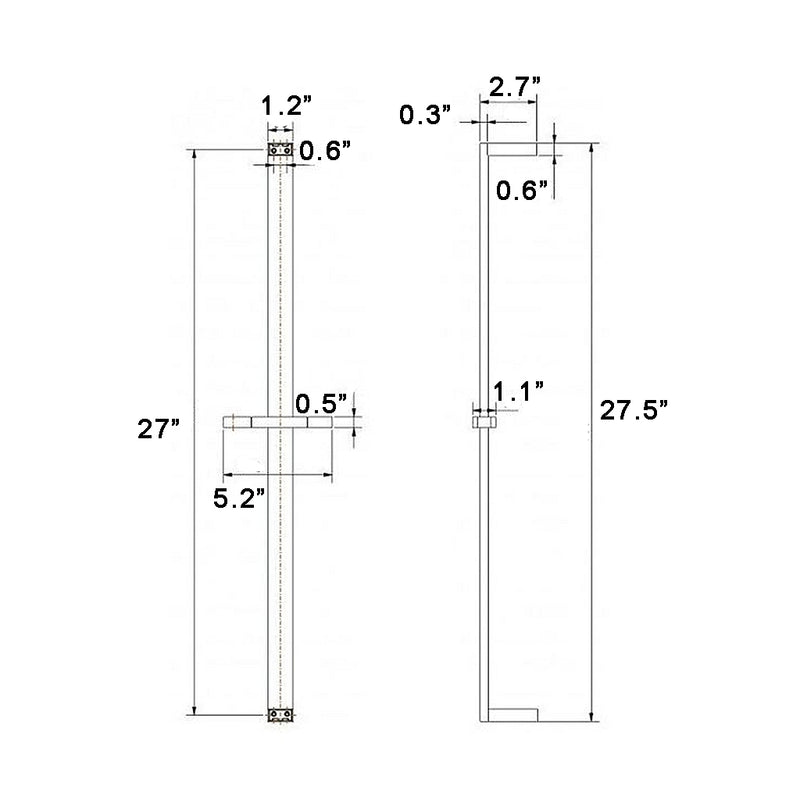 Luk 2 Hand Shower Column - Wall Mount - 27" Brass/Brushed Nickel