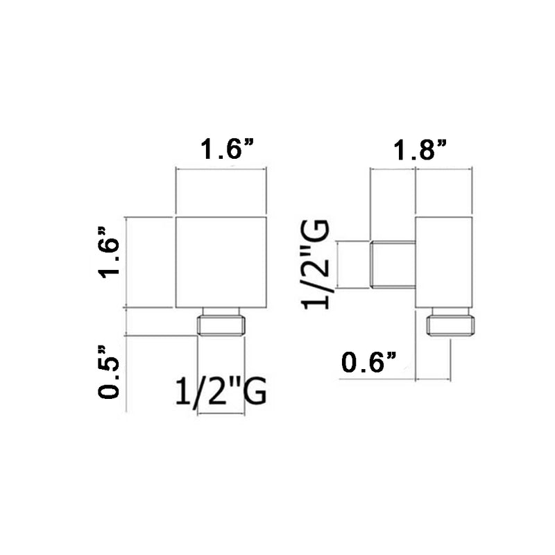 Cubic Hand Shower Connector - Wall Mount - 2" Brass/Polished Chrome
