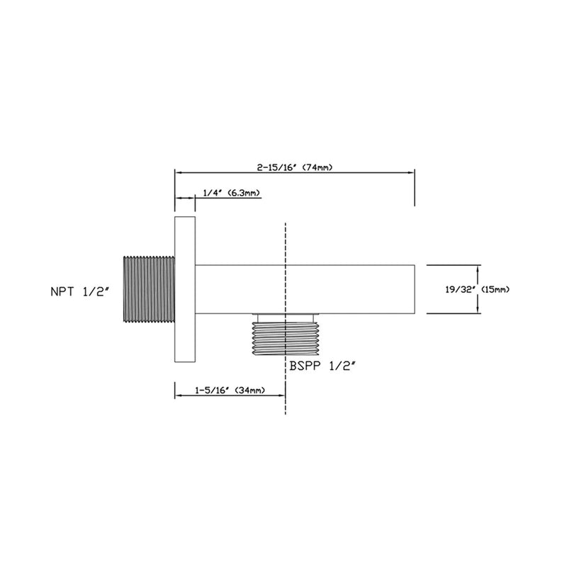 Luk 2 Hand Shower Holder Connector - Wall Mount - 2"