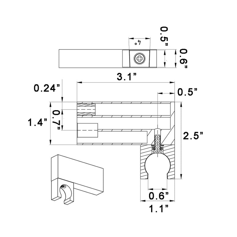 Luk 2 Hand Shower Holder - Wall Mount - 3" Brass/Polished Chrome