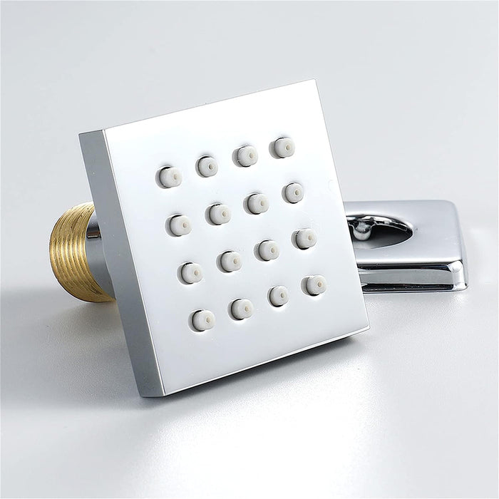 Cubic Shower Jet - Wall Mount - 2" Brass/Polished Chrome
