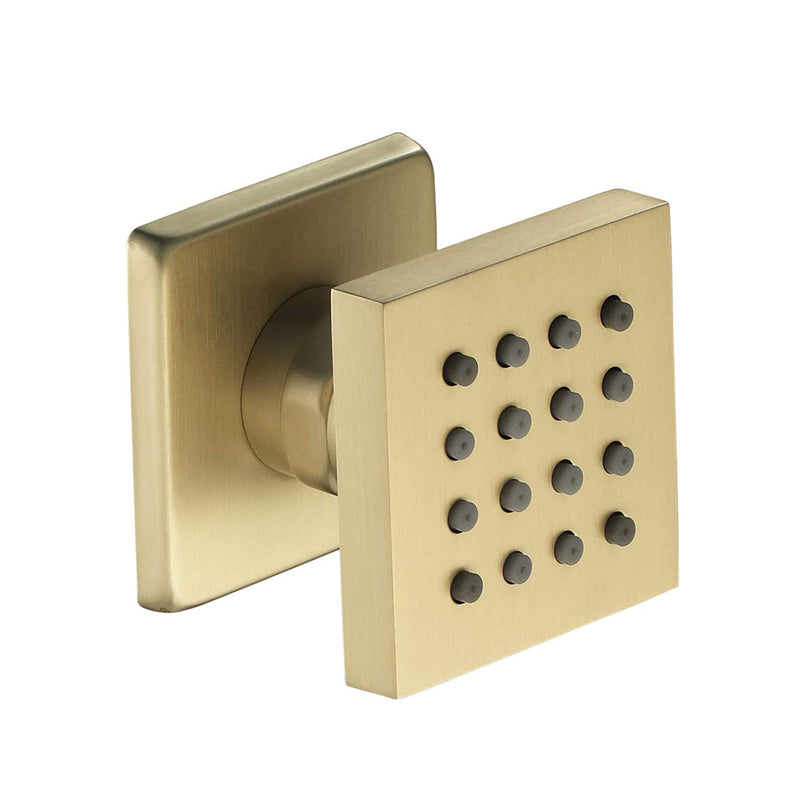 Cubic Shower Jet - Wall Mount - 2" Brass/Satin Brass