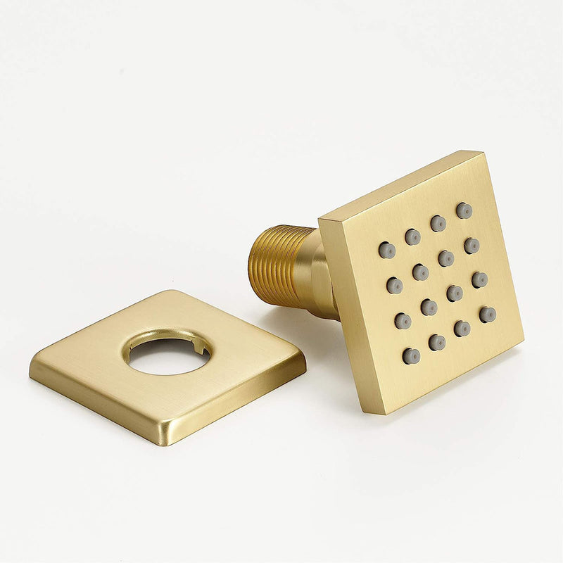 Cubic Shower Jet - Wall Mount - 2" Brass/Satin Brass