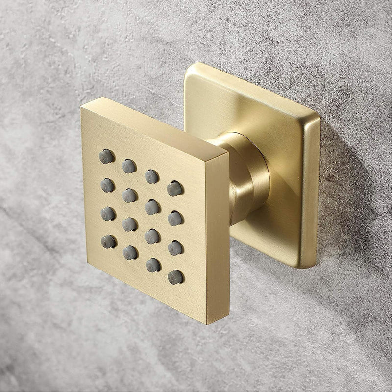 Cubic Shower Jet - Wall Mount - 2" Brass/Satin Brass