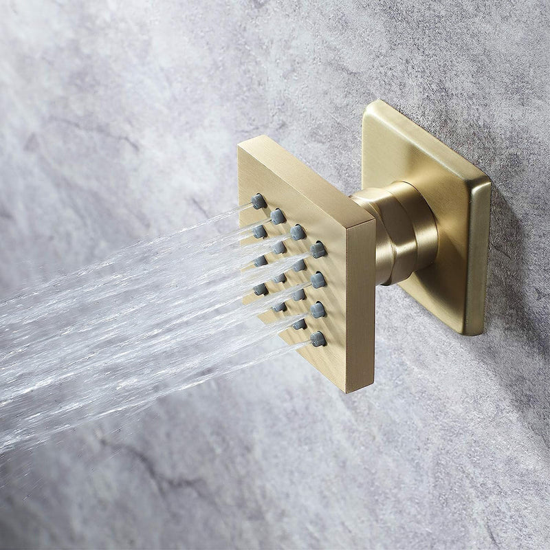 Cubic Shower Jet - Wall Mount - 2" Brass/Satin Brass
