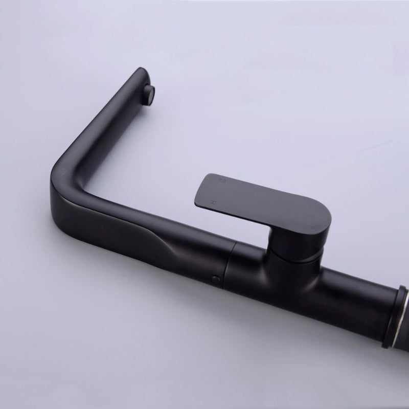 Moon Kitchen Faucet - Single Hole - 14" Brass/Matt Black