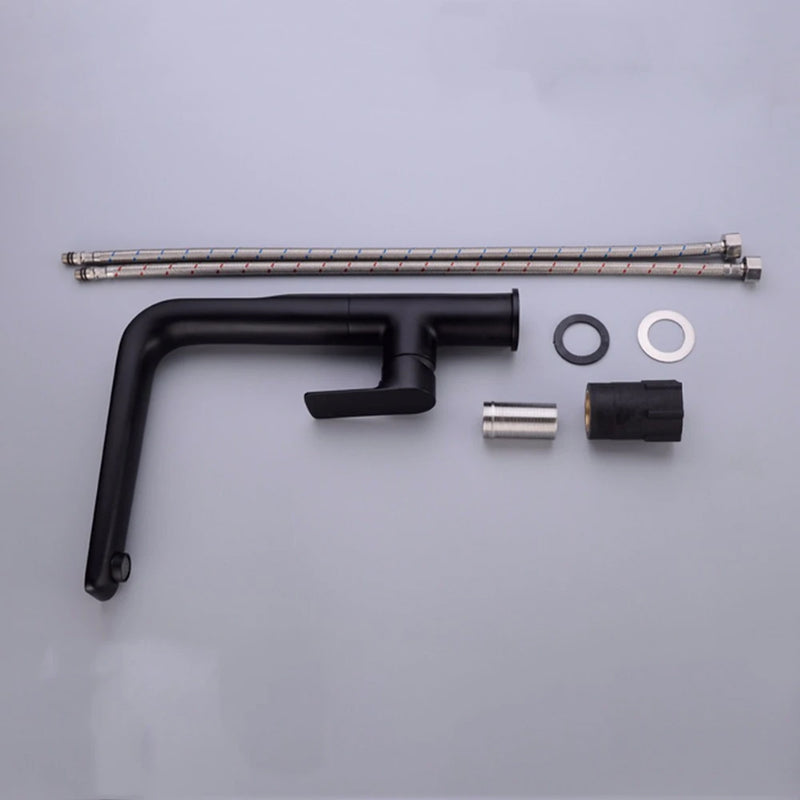 Moon Kitchen Faucet - Single Hole - 14" Brass/Matt Black