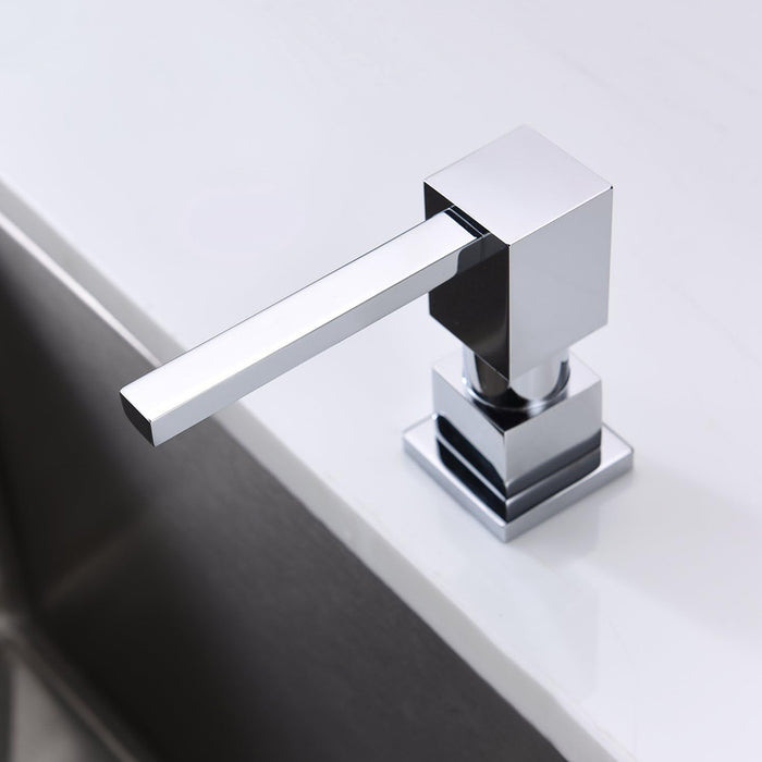 Cubic Kitchen Soap Dispenser - Single Hole - 5" Brass/Polished Chrome
