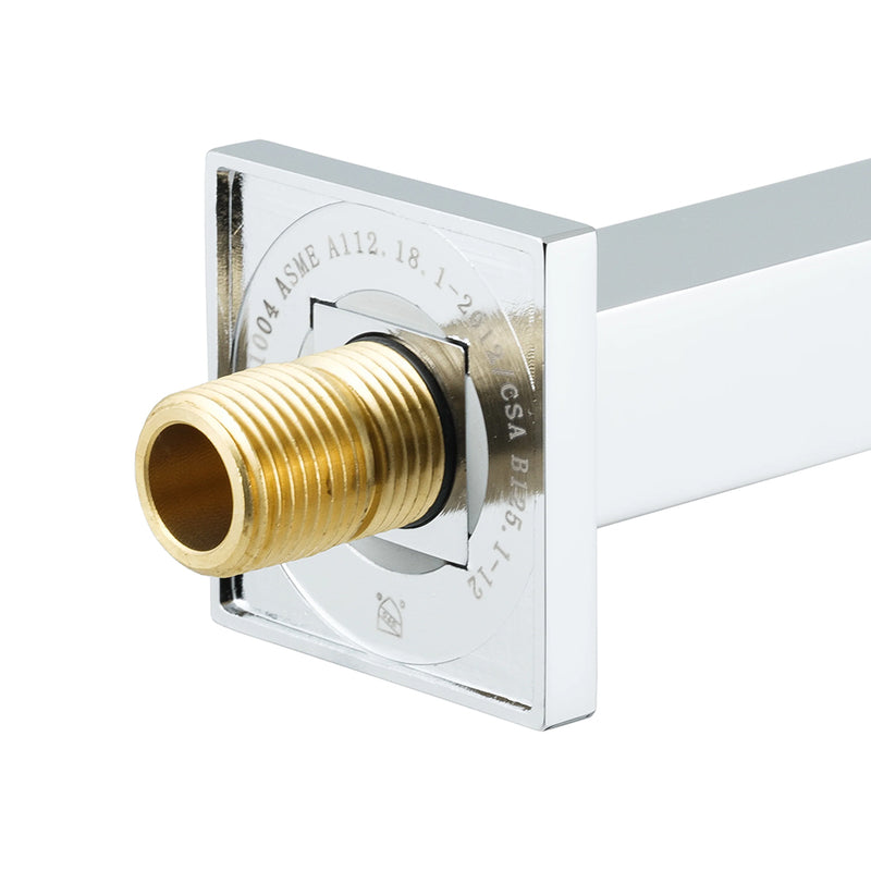 Cubic Shower Arm - Wall Mount - 15" Brass/Polished Chrome