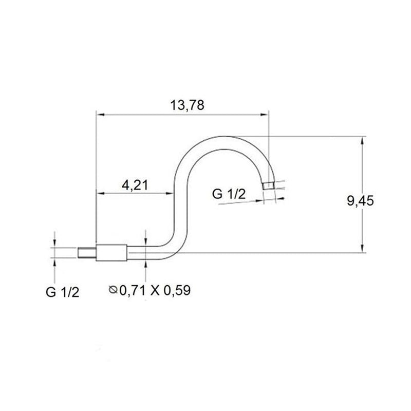 Smart Shower Arm - Wall Mount - 12" Brass/Polished Chrome