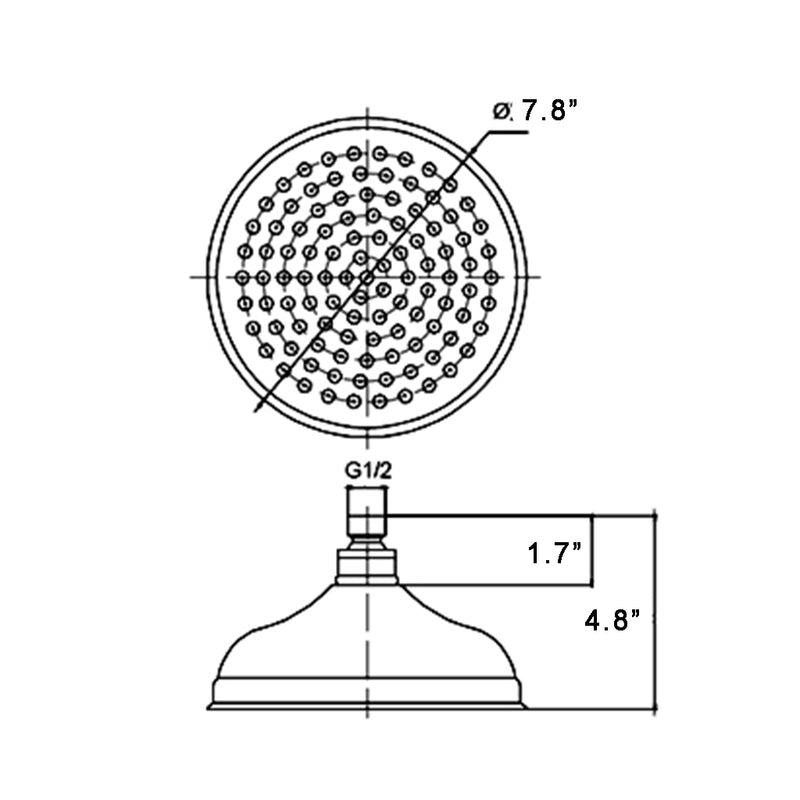 Classic Shower Head - Wall Or Ceiling Mount - 8" Stainless Steel/Polished Stainless Steel