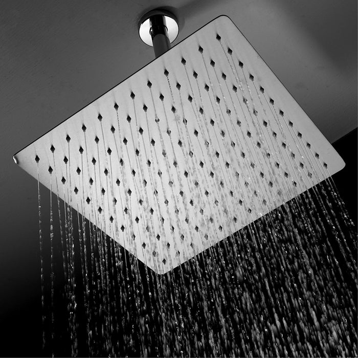 Luk 2 Square Nozzle Shower Head - Wall Or Ceiling Mount - 12" Stainless Steel/Polished Stainless Steel