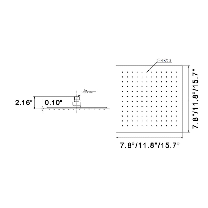 Luk 2 Sharp Nozzle Shower Head - Wall Or Ceiling Mount