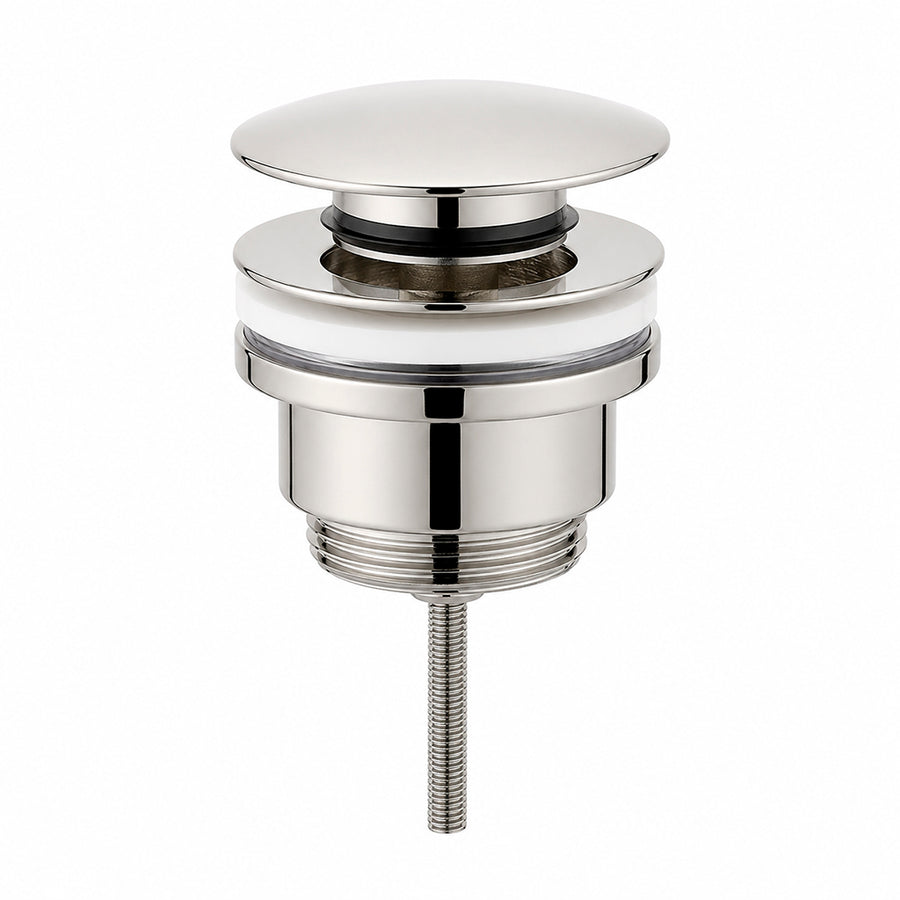 Universal Click-Clack Sink Drain - Drop-In - 2" Brass/Polished Nickel