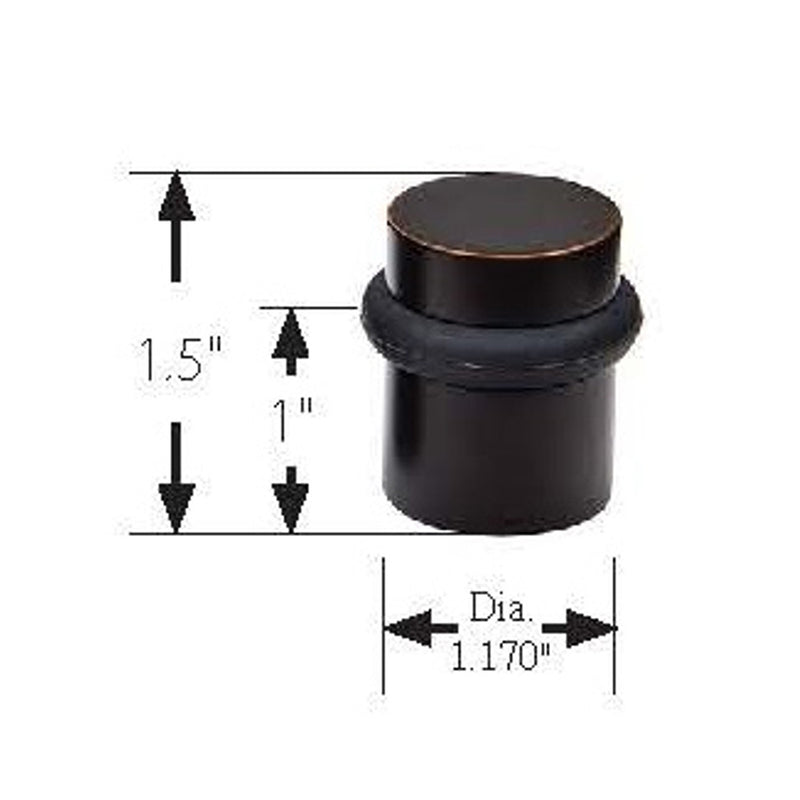 Universal Door Stop - Floor Mount - 1" Brass/Matt Black