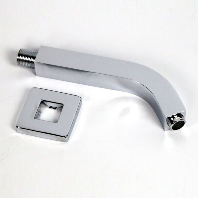 Cubic Tub Spout - Wall Mount - 7" Brass/Polished Chrome