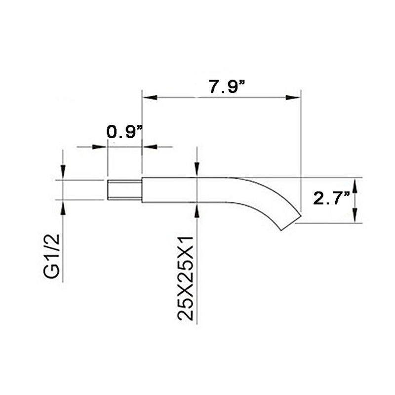 Cubic Tub Spout - Wall Mount - 7" Brass/Polished Chrome