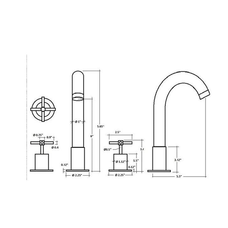 Smart Cross Bathroom Faucet - Widespread - 8" Brass/Antique Brass