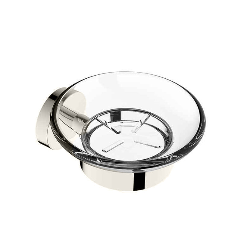 Smart Soap Dish - Wall Mount - 4" Brass/Glass/Polished Nickel