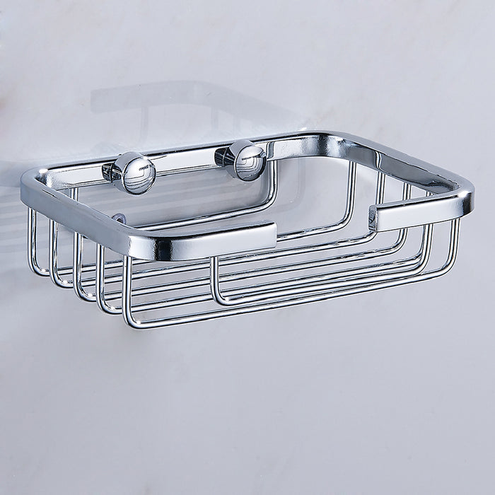 Wire Shower Basket - Wall Mount - 6" Brass/Polished Chrome