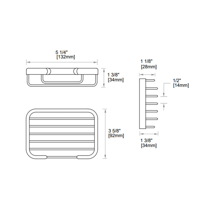 Wire Shower Basket - Wall Mount - 6" Brass/Polished Chrome