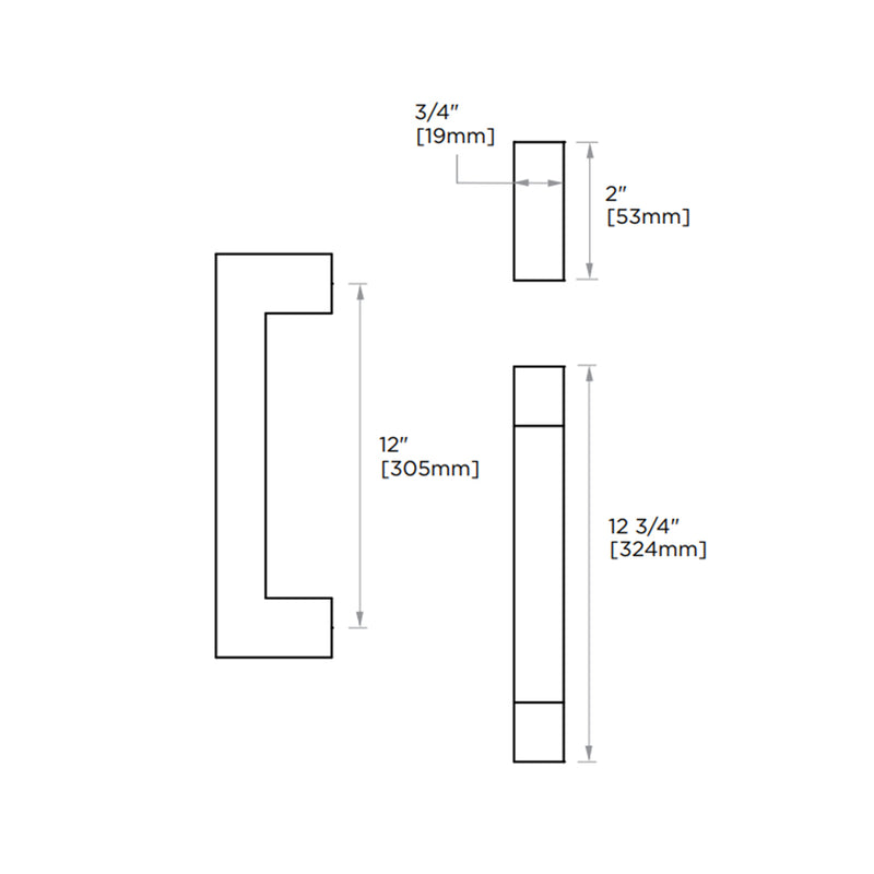 London Appliance Pull Handle - Appliance Mount - 12" Brass/Brushed Nickel