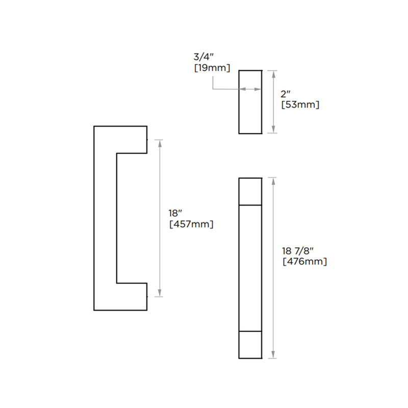 London Appliance Pull Handle - Appliance Mount - 18" Brass/Matt Black