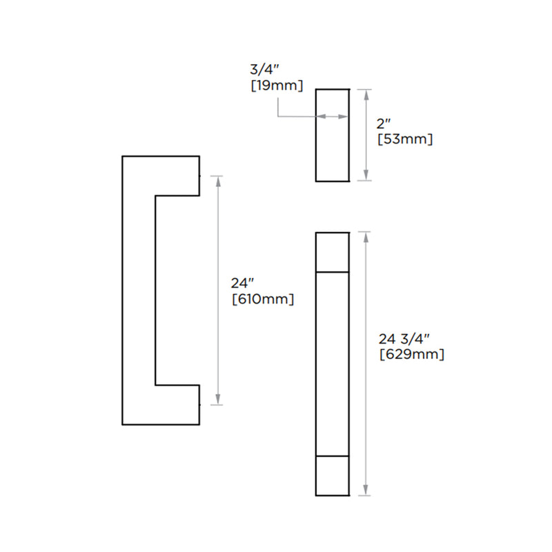 London Appliance Pull Handle - Appliance Mount - 24" Brass/Polished Nickel