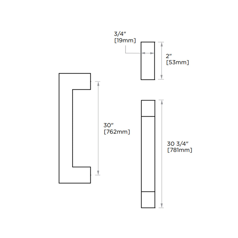 London Appliance Pull Handle - Appliance Mount - 30" Brass/Matt Black