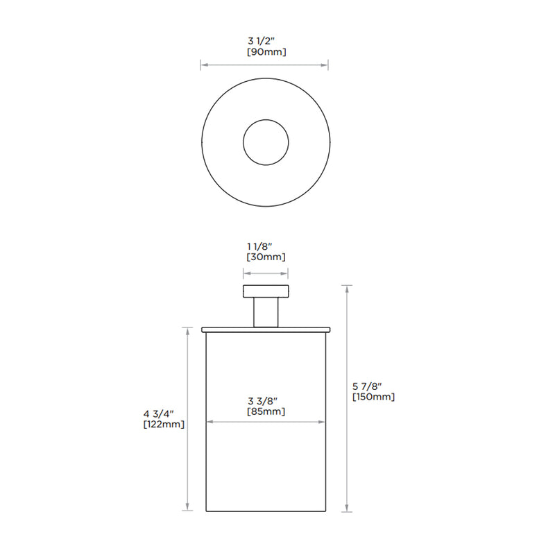 Oslo Large Cotton Box - Free Standing - 6" Brass/Polished Nickel