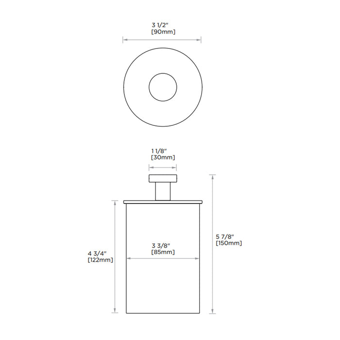 Oslo Large Cotton Box - Free Standing - 6" Brass/Polished Nickel