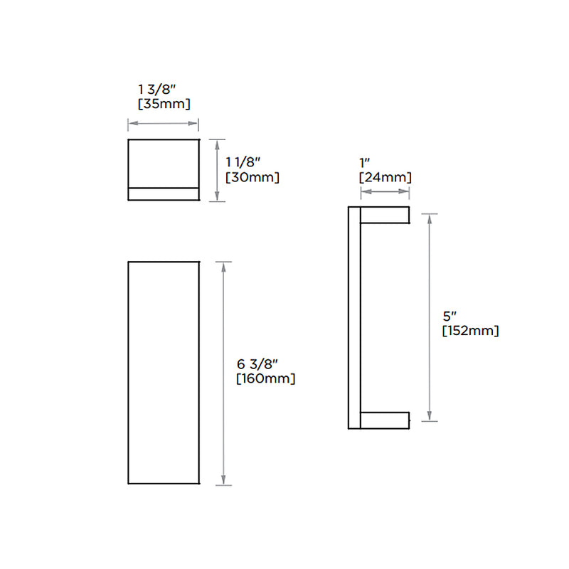 Berlin Cabinet Pull Handle - Cabinet Mount - 6" Brass/Matt Black