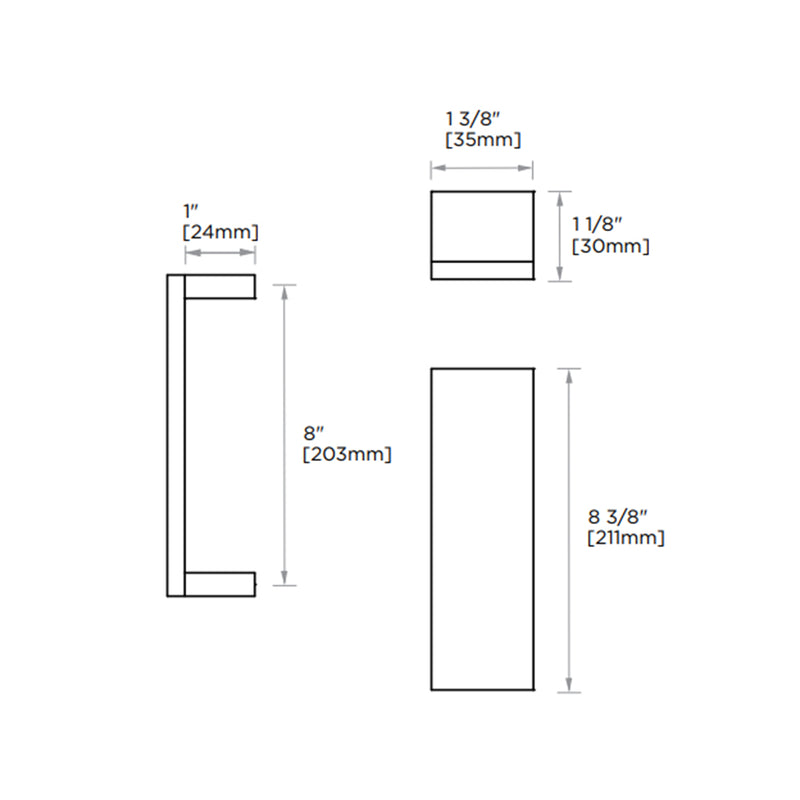 Berlin Cabinet Pull Handle - Cabinet Mount - 8" Brass/Brushed Nickel