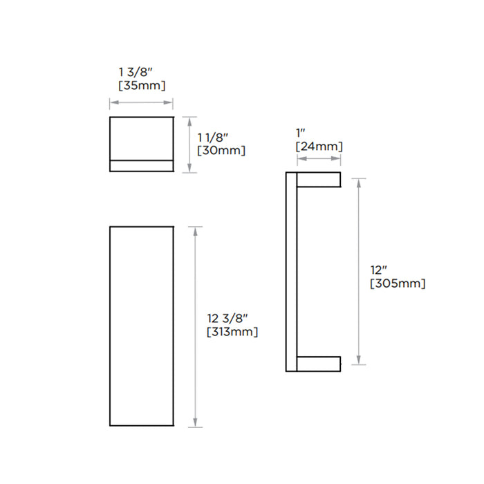 Berlin Cabinet Pull Handle - Cabinet Mount - 12" Brass/Brushed Nickel